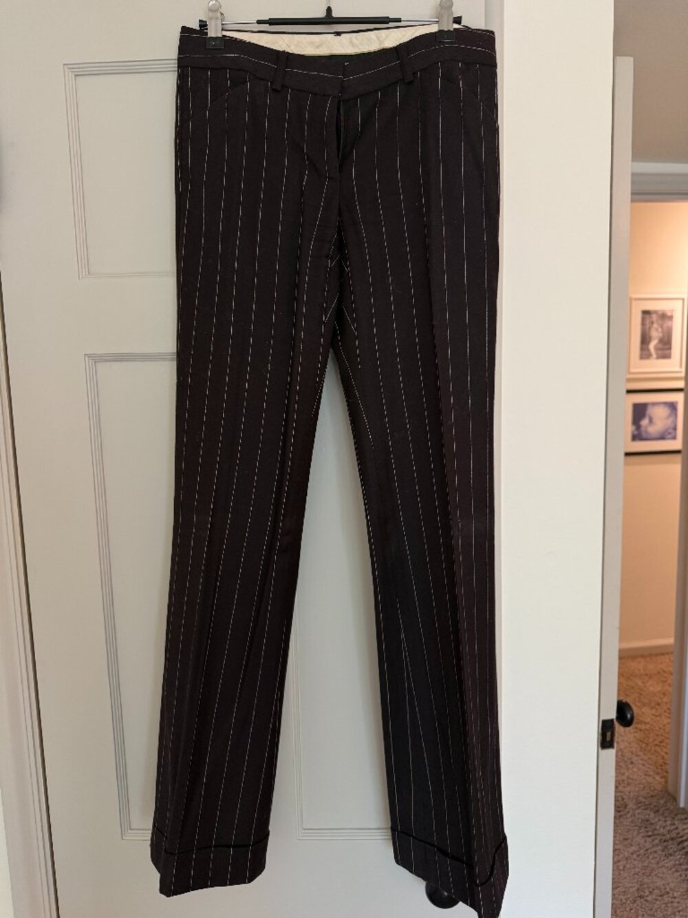 Theory Brown and white stripped slacks